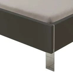 Outlet Wohnen Designbett in Dunkelgrau mit Chrom - Bambina