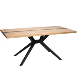 Online Wohnen Design-Eichentisch mit Buchenholz-Spidergestell - Drakura