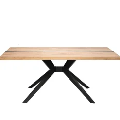 Online Wohnen Design-Eichentisch mit Buchenholz-Spidergestell - Drakura