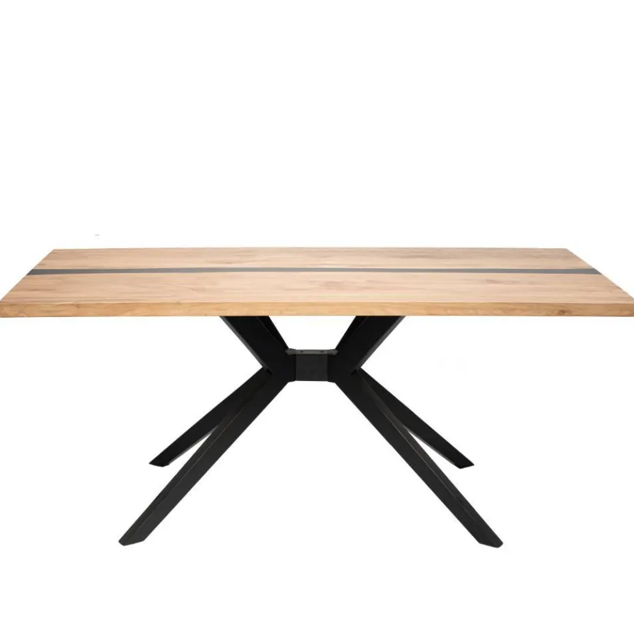 Online Wohnen Design-Eichentisch mit Buchenholz-Spidergestell - Drakura