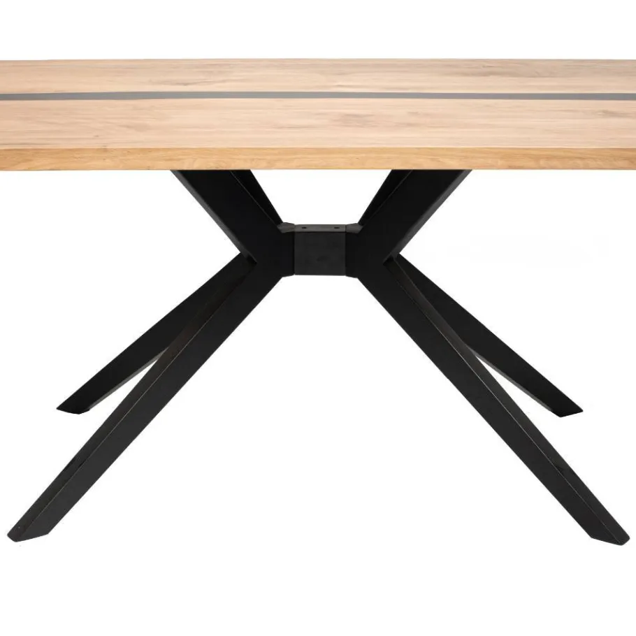 Online Wohnen Design-Eichentisch mit Buchenholz-Spidergestell - Drakura