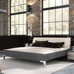 Discount Wohnen Designer Bett mit Kunstleder Kopfteil - Nasses