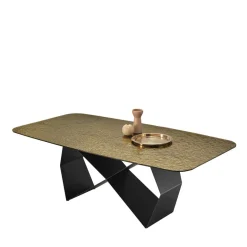 Outlet Wohnen Designer Esstisch mit Strukturglas Platte in Bronze - Curney