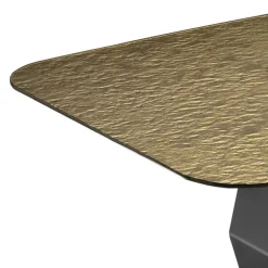 Outlet Wohnen Designer Esstisch mit Strukturglas Platte in Bronze - Curney
