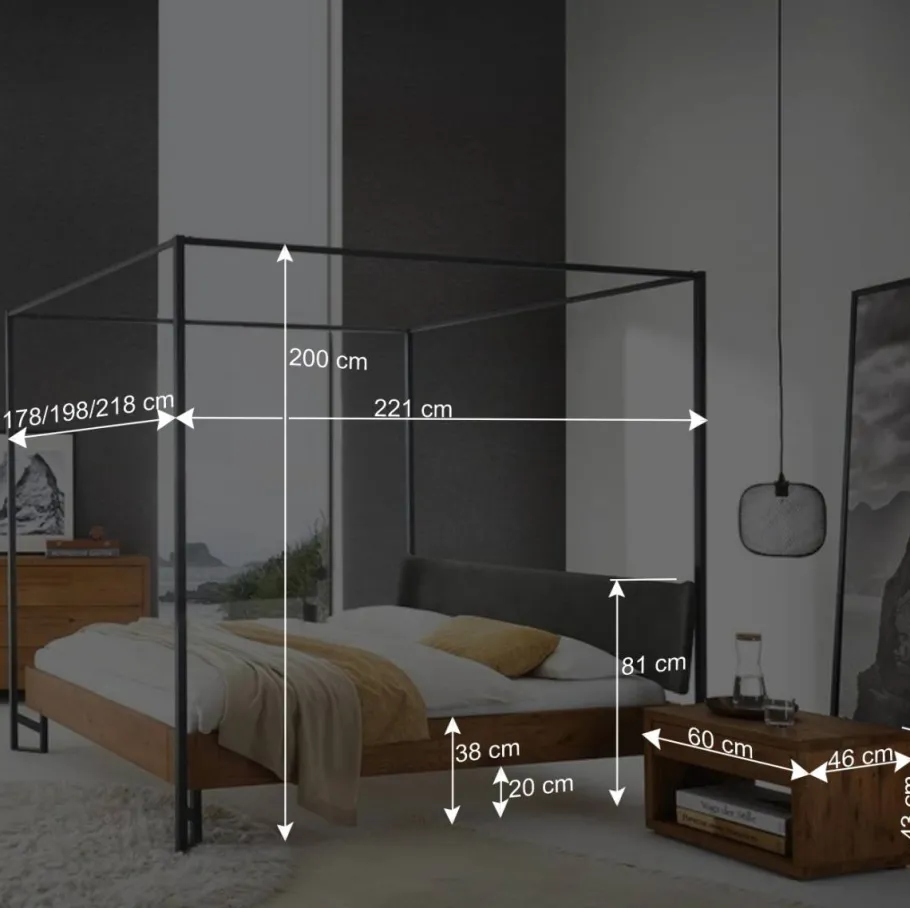 New Wohnen Designer Himmelbett als Doppelbett - Adea