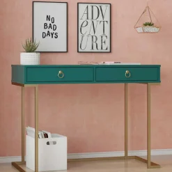 Online Wohnen Designer Schreibtisch in Petrol und Messing - Belego