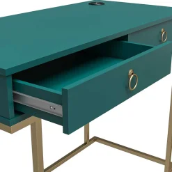 Online Wohnen Designer Schreibtisch in Petrol und Messing - Belego