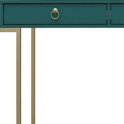 Online Wohnen Designer Schreibtisch in Petrol und Messing - Belego