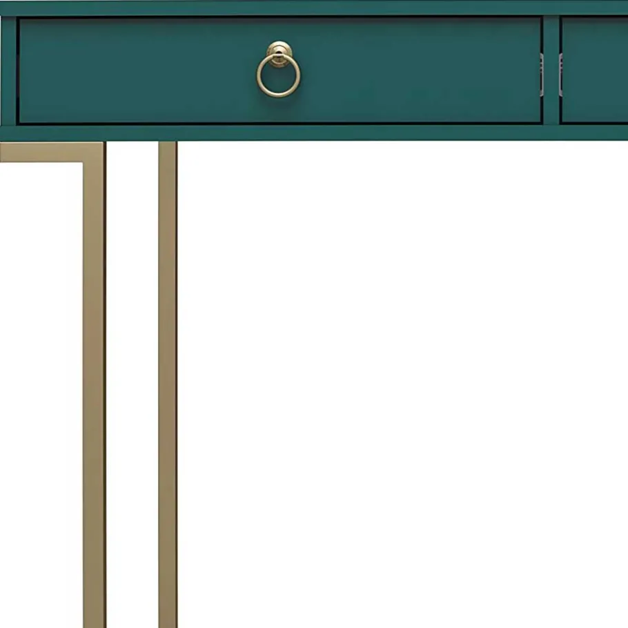 Online Wohnen Designer Schreibtisch in Petrol und Messing - Belego