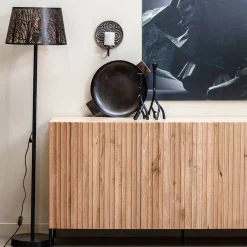 Wohnen Designer Stehlampe in Schwarz & Messingfarben - Milana