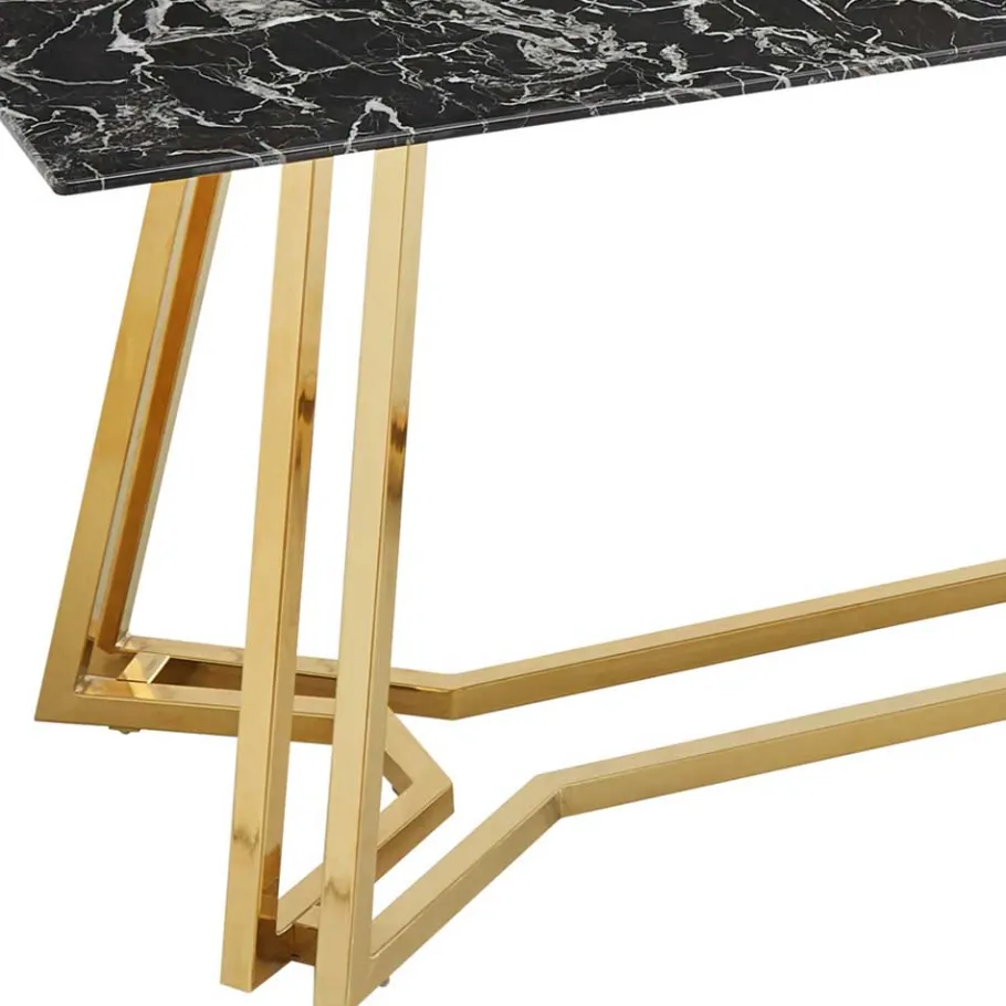 Clearance Wohnen Designer Tisch mit Glasplatte in Marmor Optik - Mooney