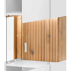 New Wohnen Designer Wohnzimmervitrine in Weiß und Eiche Bianco - Miloris