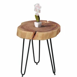 Hot Wohnen Designertisch Lariona mit Baumscheibe und Metall-Gestell