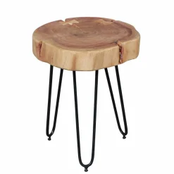 Hot Wohnen Designertisch Lariona mit Baumscheibe und Metall-Gestell