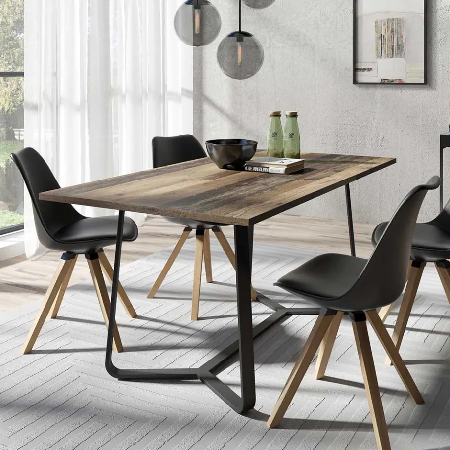 Online Wohnen Design-Esstisch in Altholz Optik - Ponzet