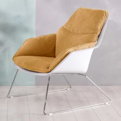 Clearance Wohnen Designsessel in Gelb und Weiß - Navarra (2er Set)