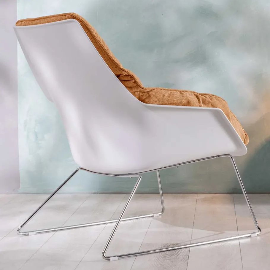 Clearance Wohnen Designsessel in Gelb und Weiß - Navarra (2er Set)