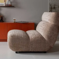 New Wohnen Designsessel in Hellbraun Chenille - Glacita