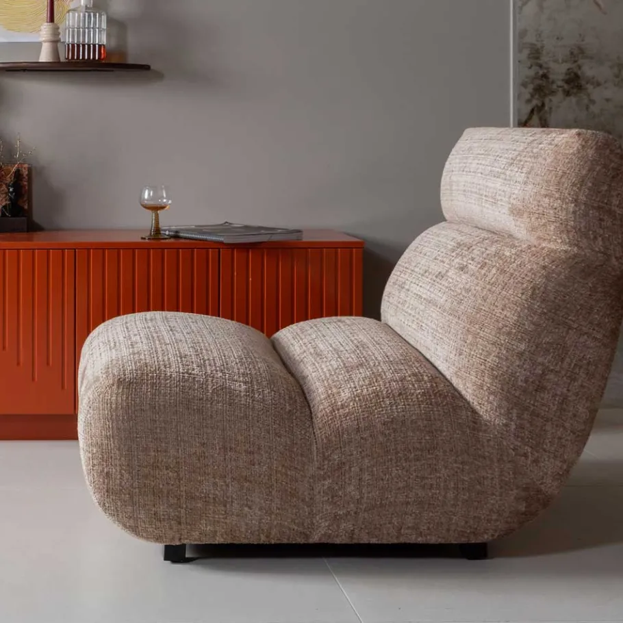 New Wohnen Designsessel in Hellbraun Chenille - Glacita