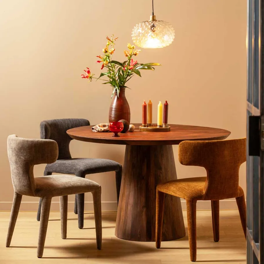 Outlet Wohnen Designstühle in Dunkelbraun Stoff - Mestecan (2er Set)