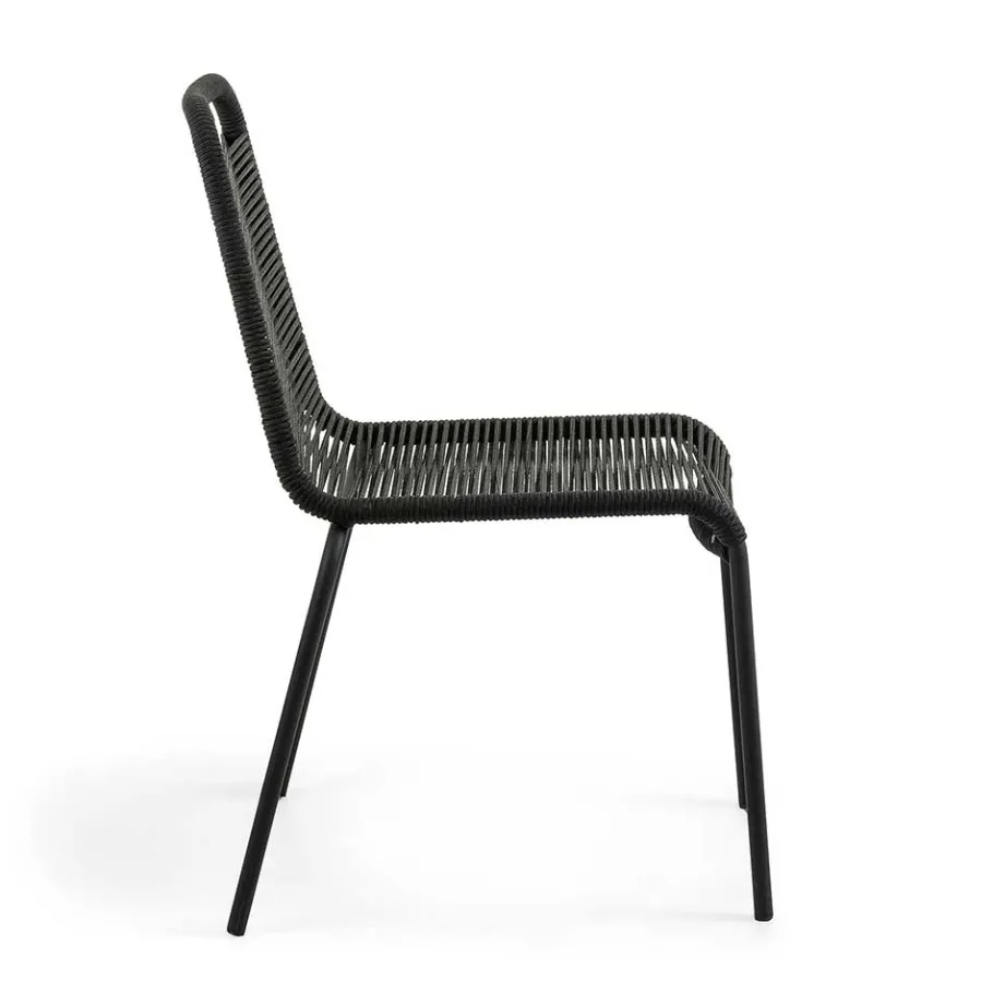 Clearance Wohnen Designstuhl aus Kordel & Stahl - Loeesa (2er Set)