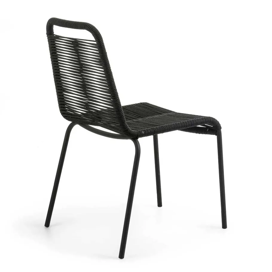 Clearance Wohnen Designstuhl aus Kordel & Stahl - Loeesa (2er Set)