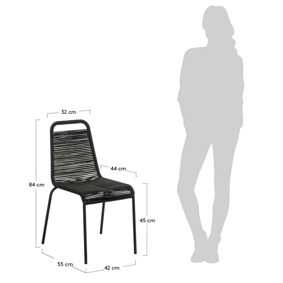 Clearance Wohnen Designstuhl aus Kordel & Stahl - Loeesa (2er Set)