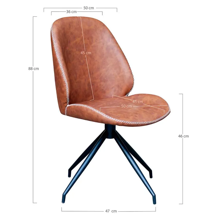 Hot Wohnen Designstuhl in Cognac Braun - Fantyna (2er Set)