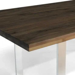 Sale Wohnen Designtisch aus Nussbaum Holz & Edelstahl - Yocha
