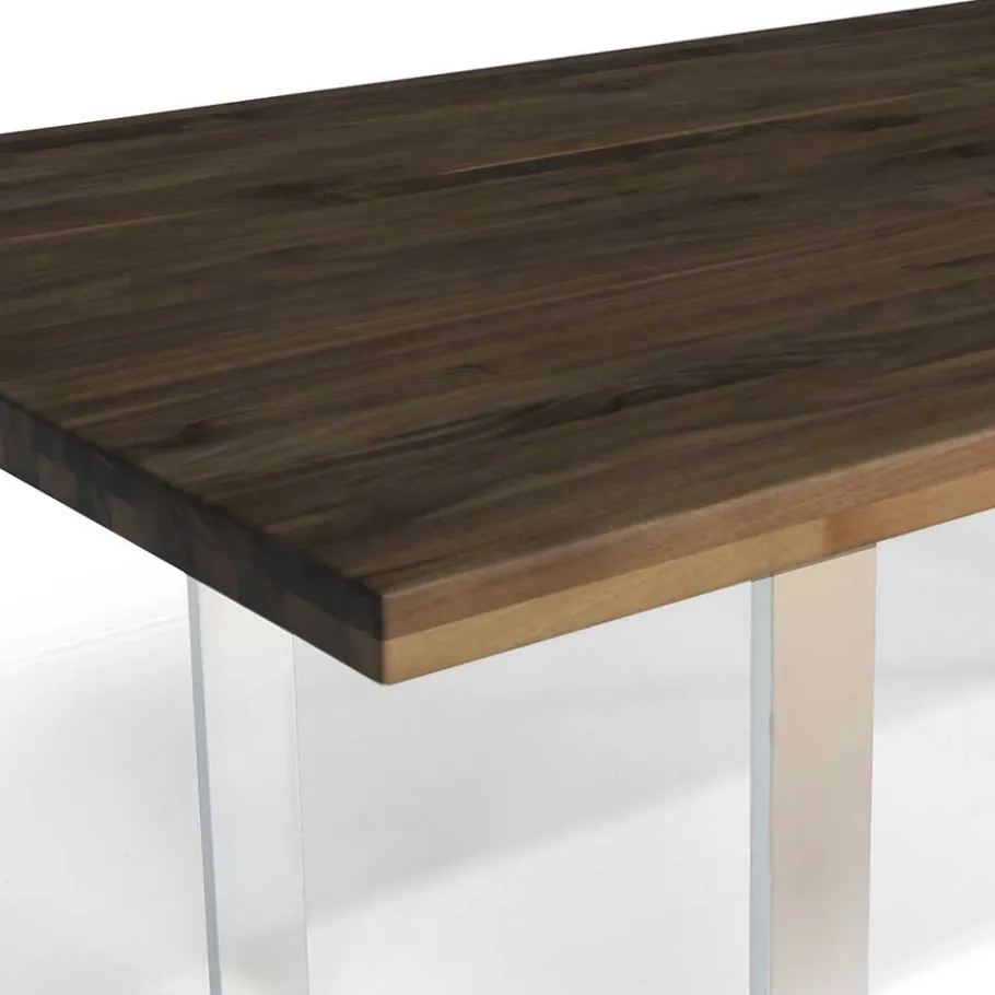 Sale Wohnen Designtisch aus Nussbaum Holz & Edelstahl - Yocha