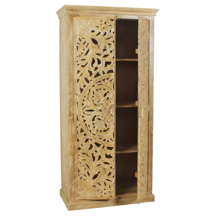 Wohnen Dielenschrank in Sandfarben Mangoholz - Runiasa