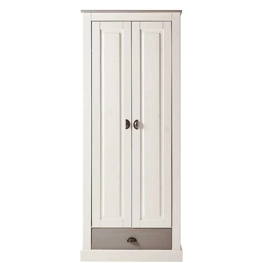 New Wohnen Dielenschrank in Weiß mit Grau - Lucasario