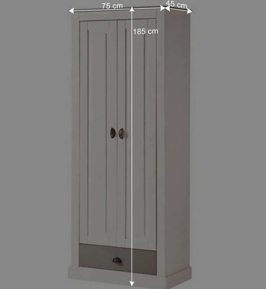 New Wohnen Dielenschrank in Weiß mit Grau - Lucasario