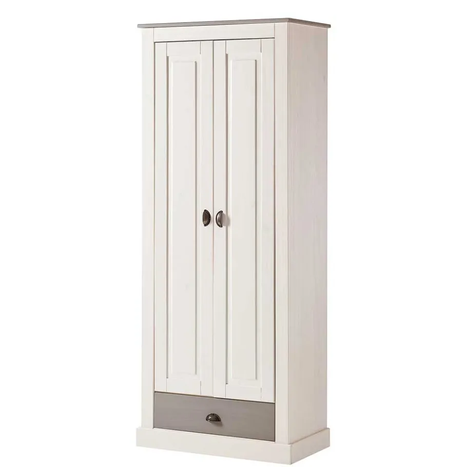 New Wohnen Dielenschrank in Weiß mit Grau - Lucasario