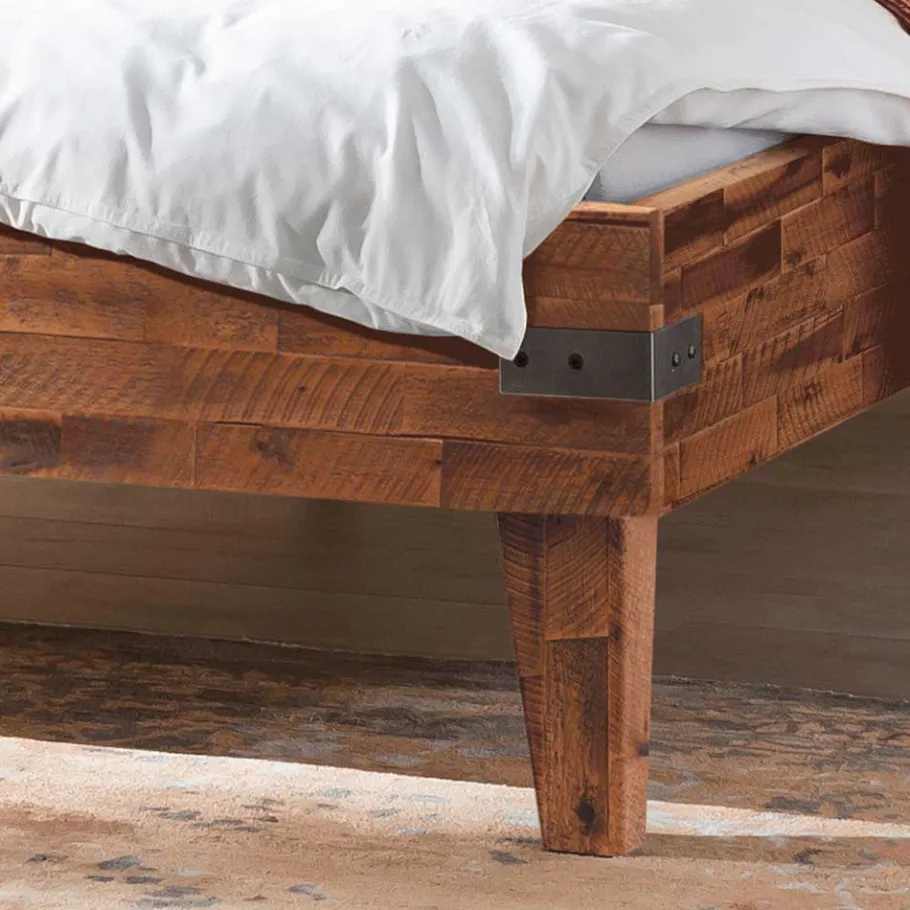 Wohnen Doppelbett aus Akazie mit Antik Finish - Caleena