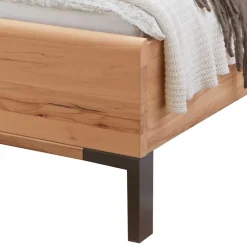 Outlet Wohnen Doppelbett aus Kernbuche mit Polsterkopfteil - Krofun