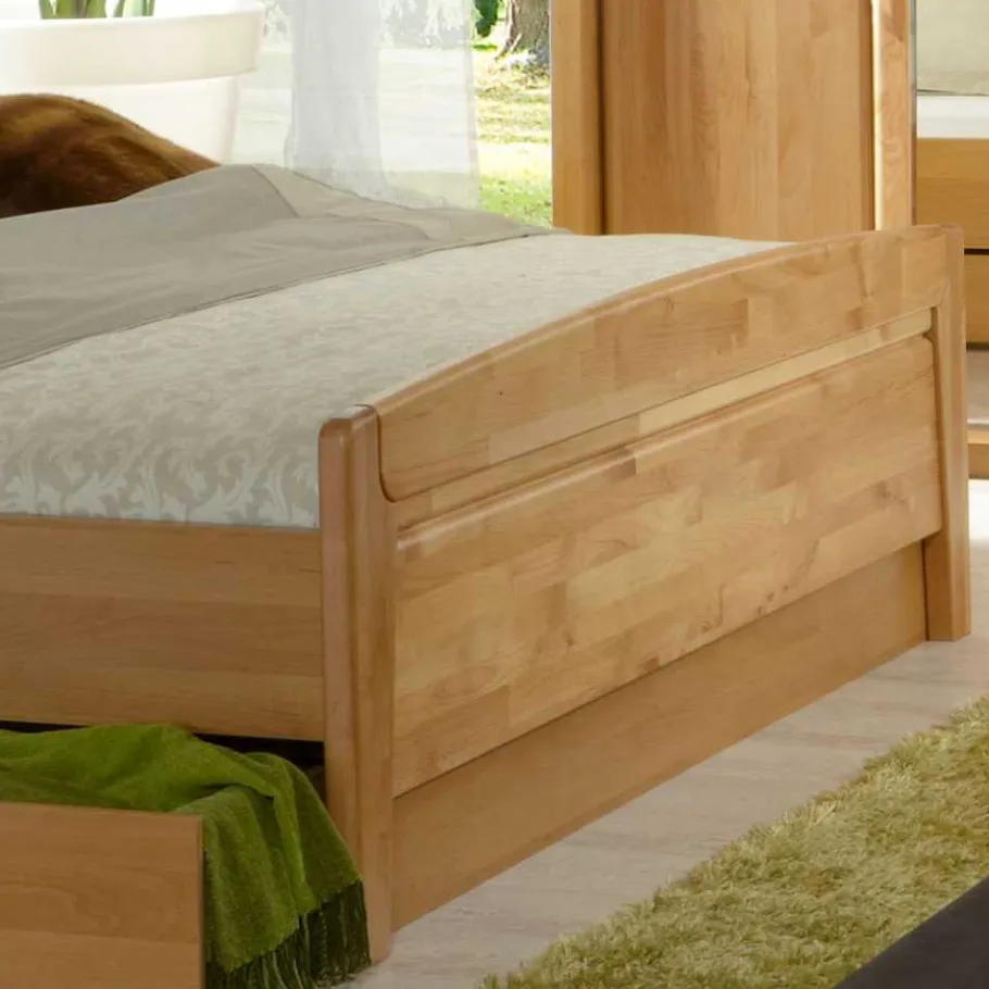 Clearance Wohnen Doppelbett Bordeaux aus Erle Teilmassiv