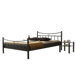 Sale Wohnen Doppelbett Carlovac aus schwarzem Metall (dreiteilig)