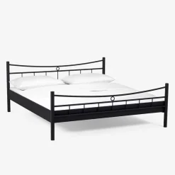 Sale Wohnen Doppelbett Carlovac aus schwarzem Metall (dreiteilig)
