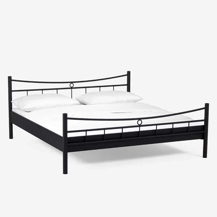 Sale Wohnen Doppelbett Carlovac aus schwarzem Metall (dreiteilig)