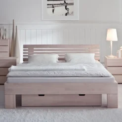 Discount Wohnen Doppelbett Harrison aus Buche Massivholz