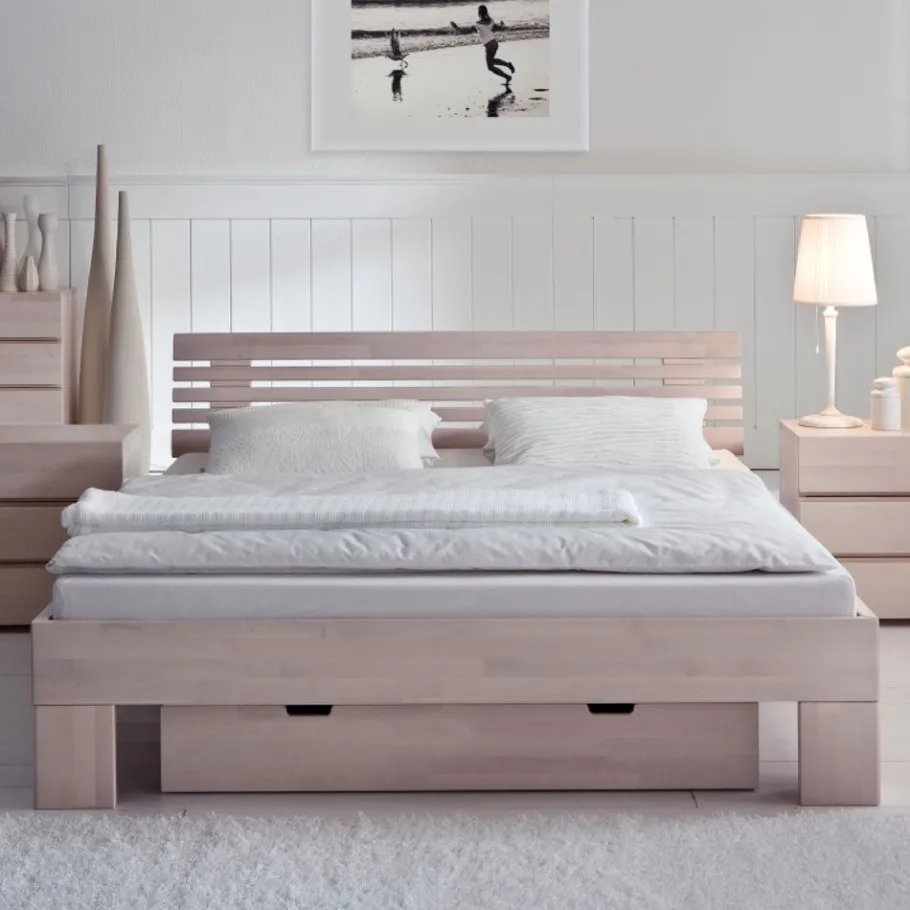 Discount Wohnen Doppelbett Harrison aus Buche Massivholz