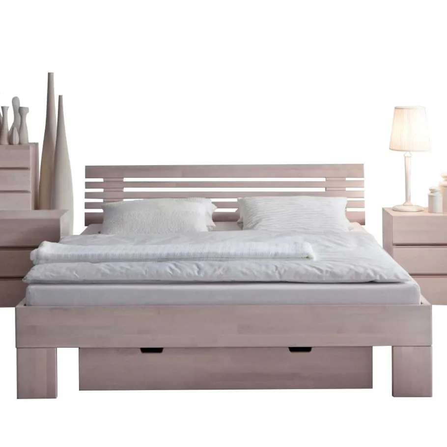 Discount Wohnen Doppelbett Harrison aus Buche Massivholz