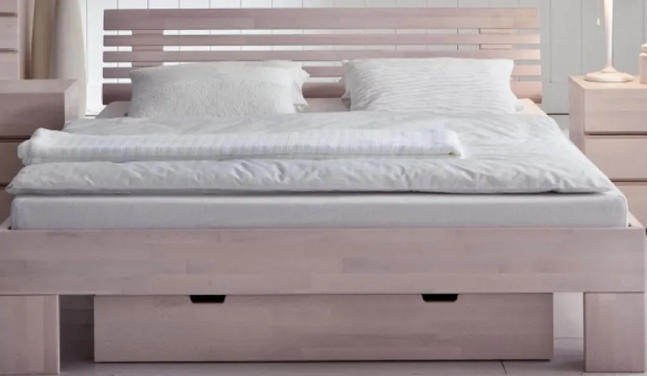 Discount Wohnen Doppelbett Harrison aus Buche Massivholz