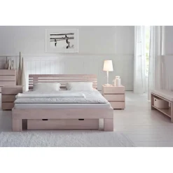 Discount Wohnen Doppelbett Harrison aus Buche Massivholz