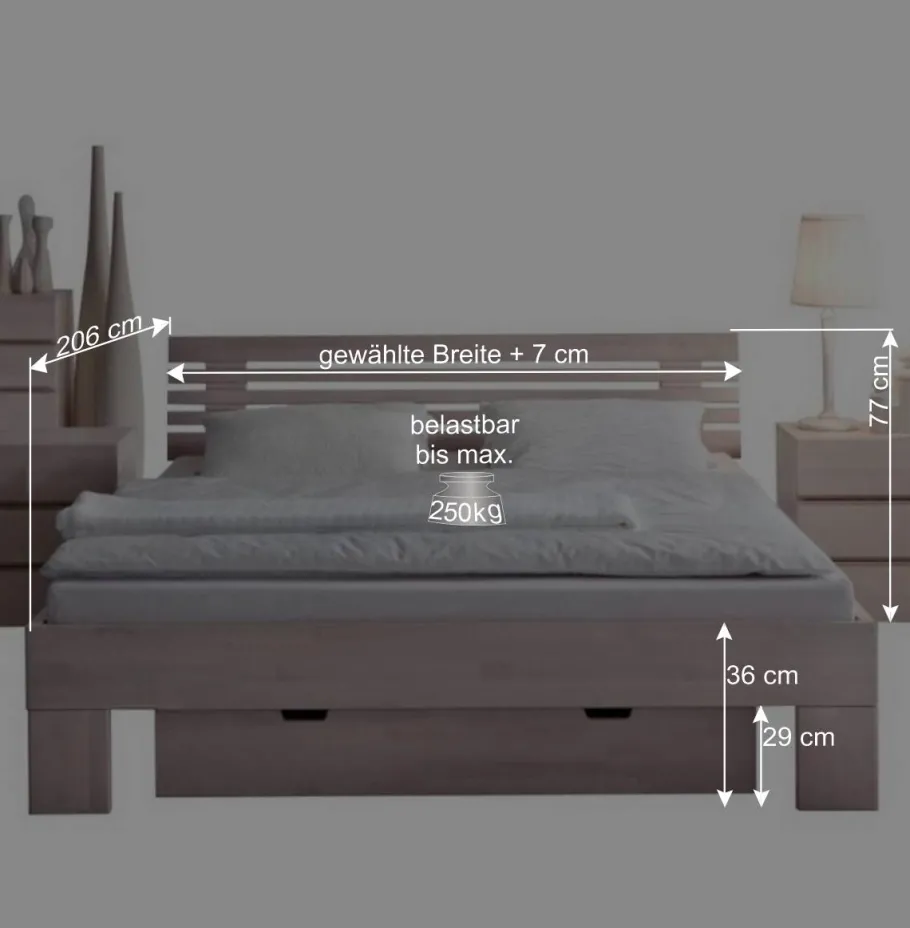 Discount Wohnen Doppelbett Harrison aus Buche Massivholz