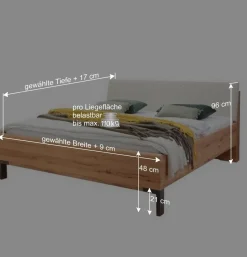 Best Wohnen Doppelbett Kombi mit Nachtkommoden - Krofun (dreiteilig)