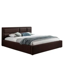Outlet Wohnen Doppelbett mit braunem Webstoffbezug - Selami