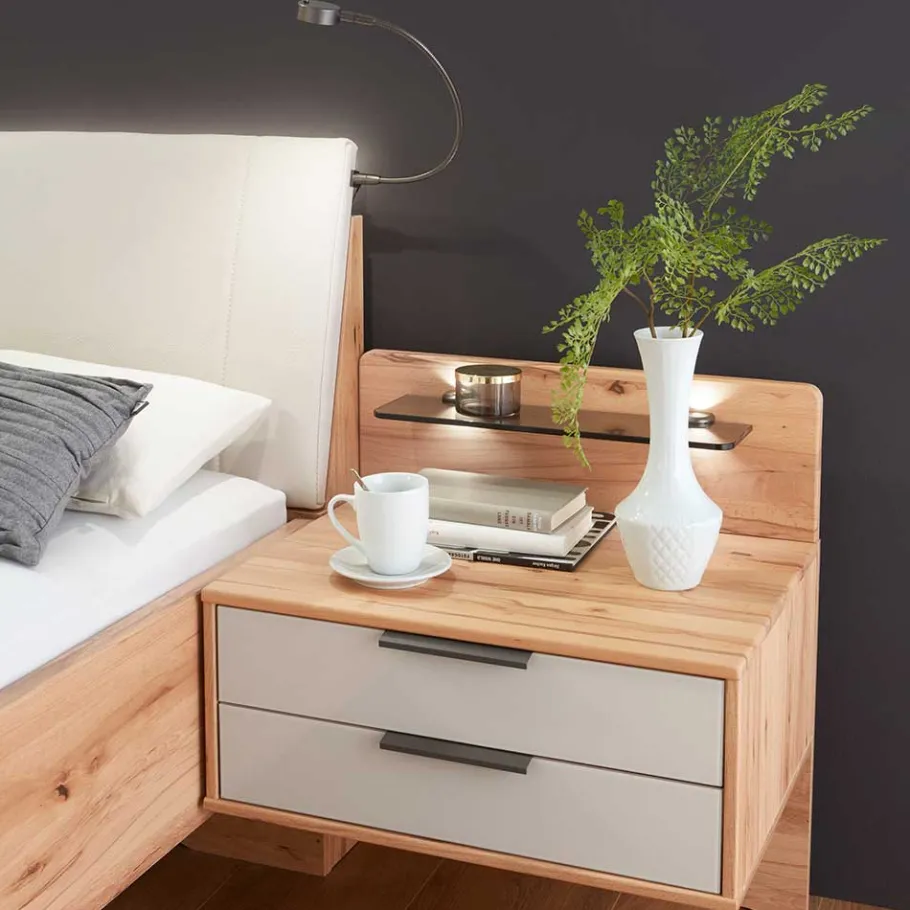 New Wohnen Doppelbett Set mit Nachtkommoden - Krofun (dreiteilig)