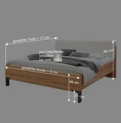 New Wohnen Doppelbett Set mit Nachtkommoden - Krofun (dreiteilig)